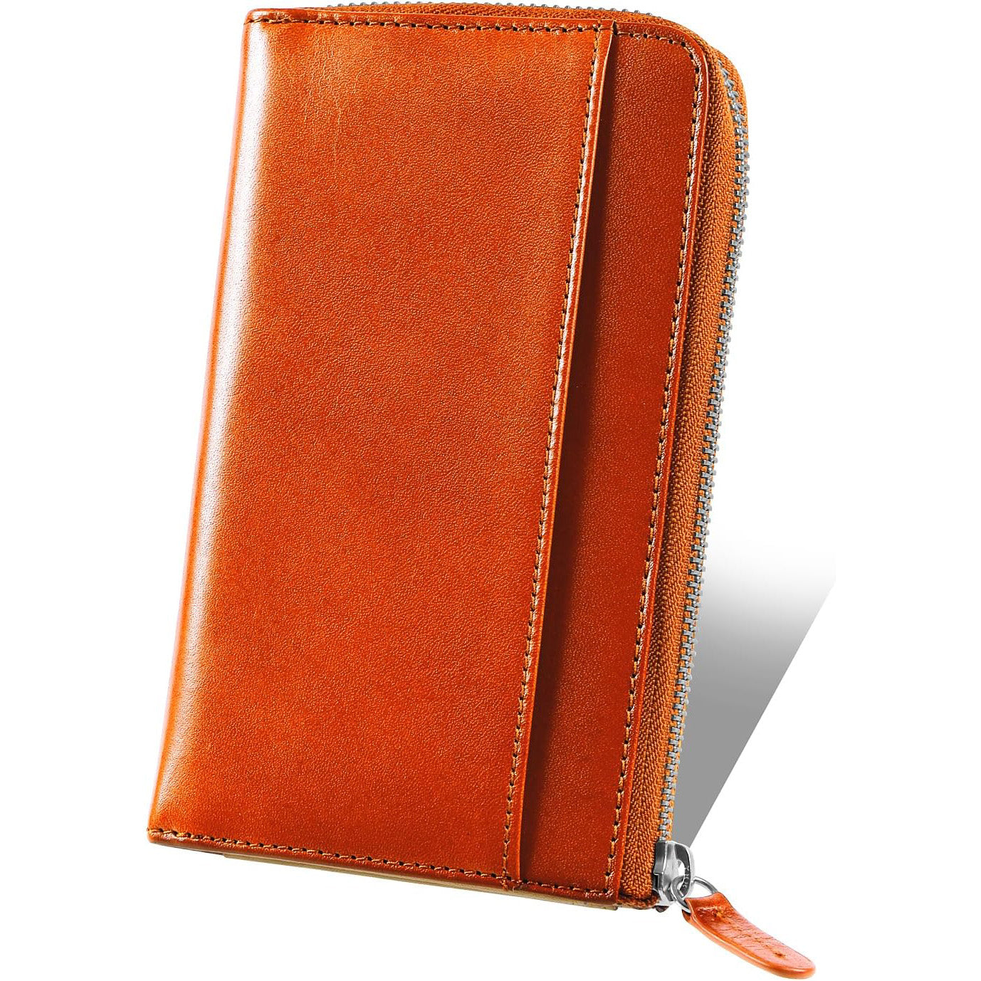 ゴムが叶える収納革命 メンズ 小さい長財布 コンパクト 本革 キャメル